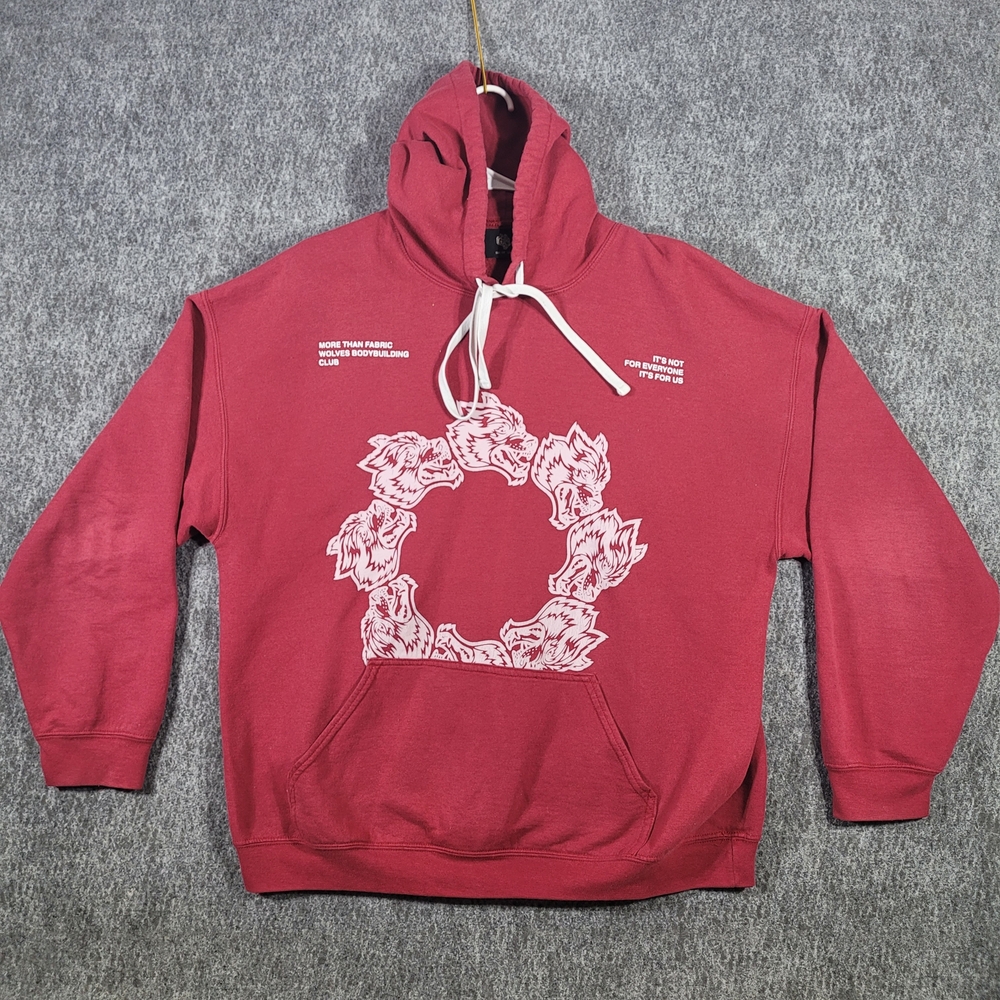 Darc Sport Wolves Bodybuilding Club Hoodie Maroon Red Mens Size L Limited RARE